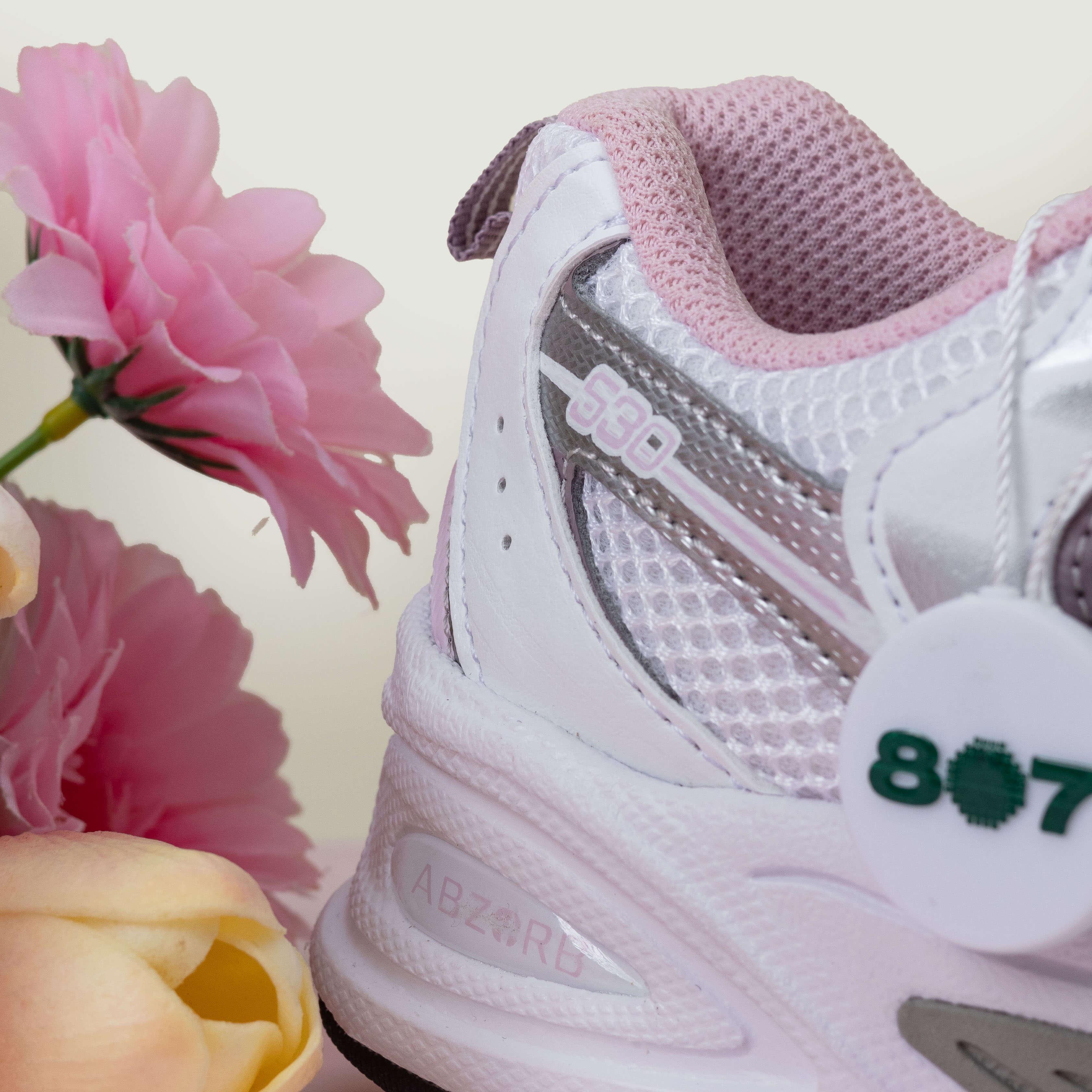 New Balance 530 White Mid Century Pink GS Women