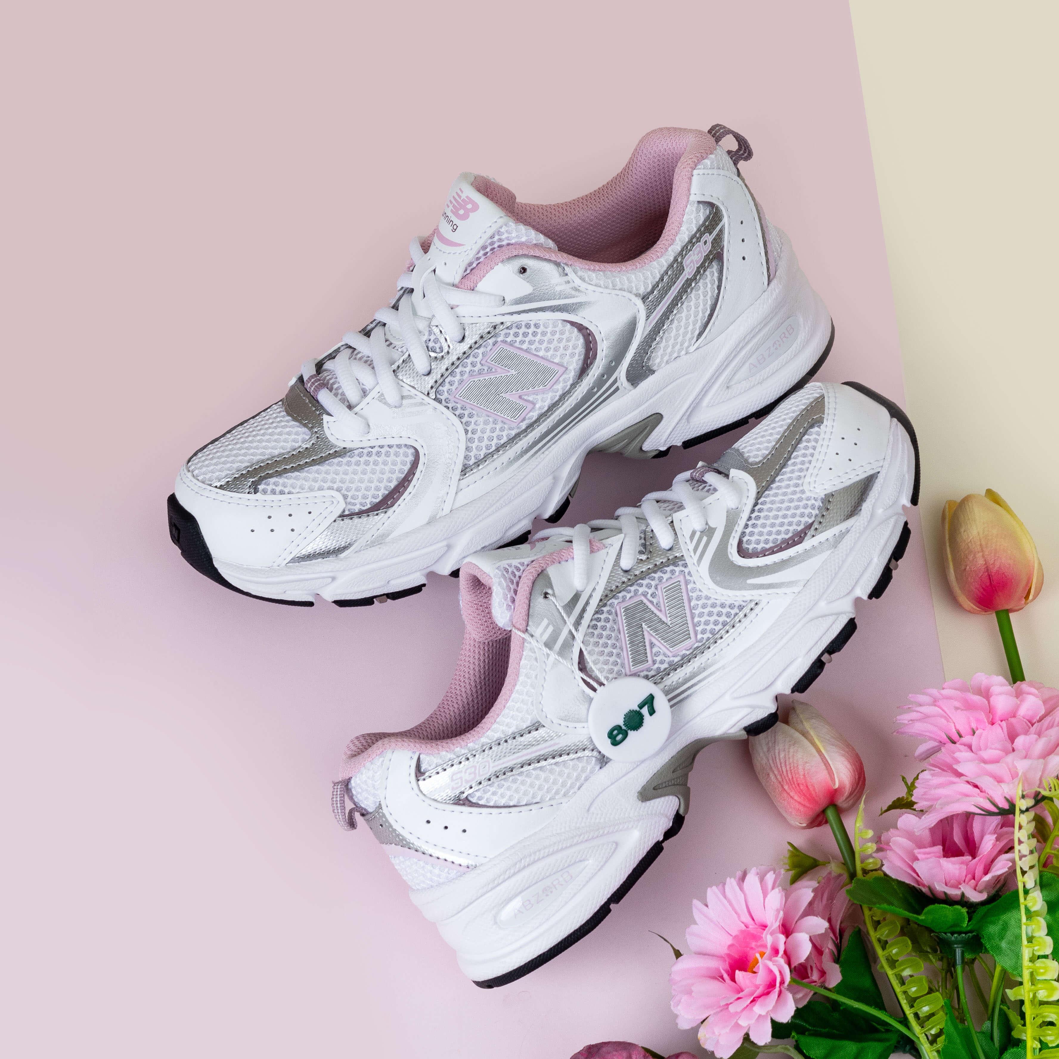 New Balance 530 White Mid Century Pink GS Women
