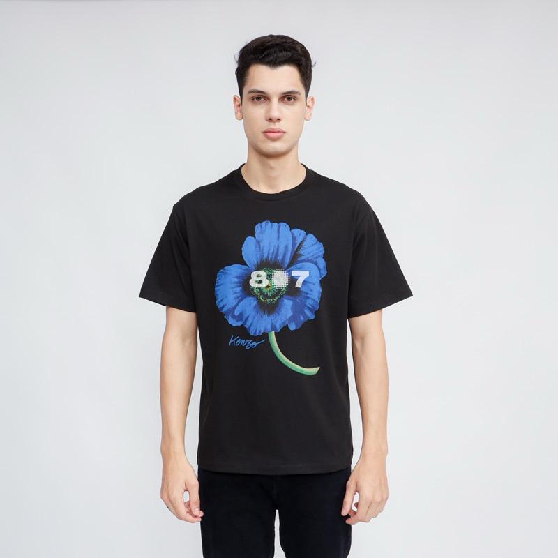 Ken Print Blue Flower Black Tee