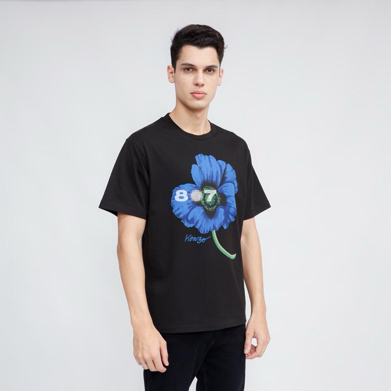 Ken Print Blue Flower Black Tee