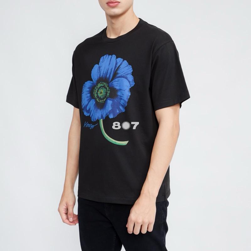 Ken Print Blue Flower Black Tee