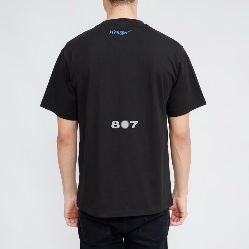 Ken Print Blue Flower Black Tee