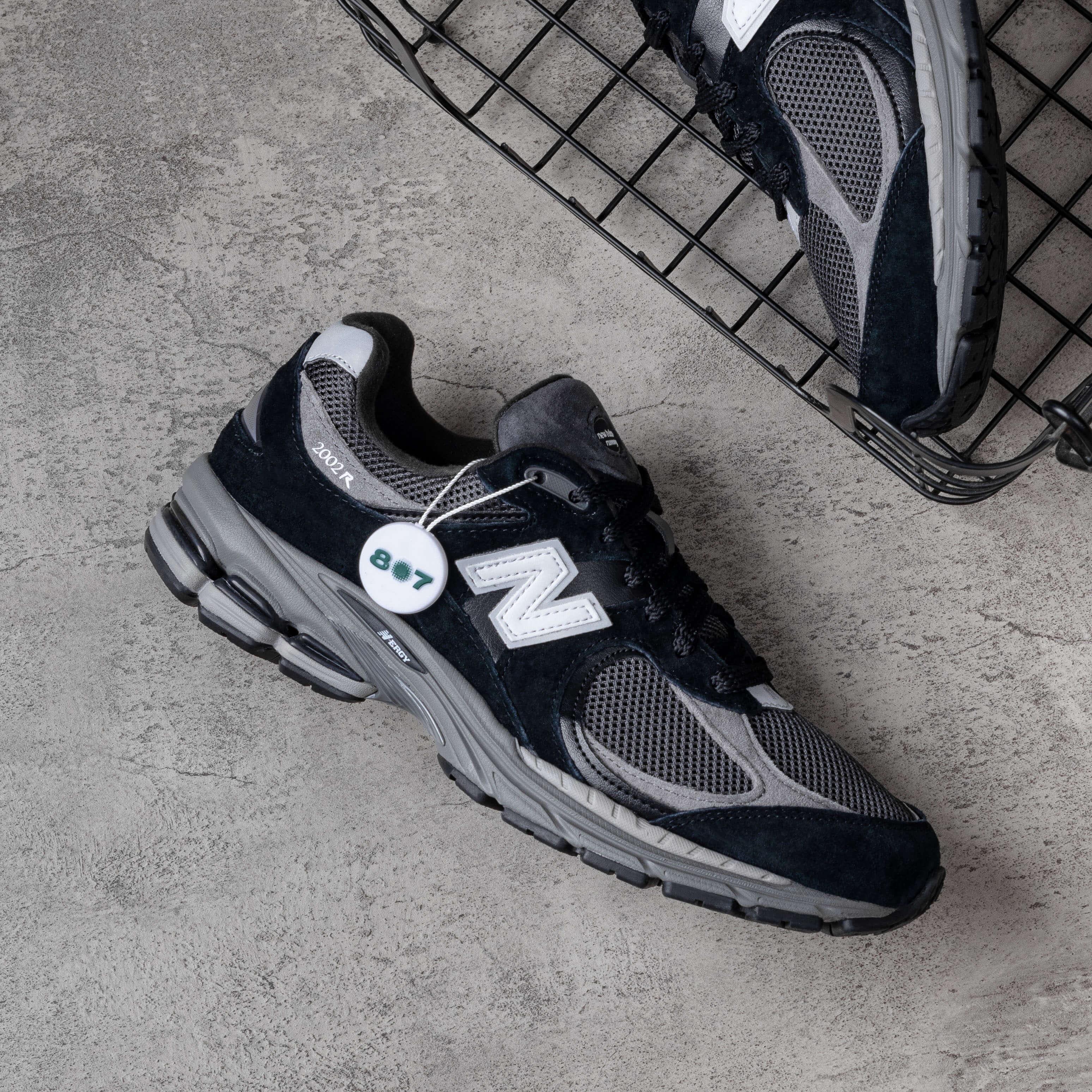 New Balance 2002R Black Dark Grey White 