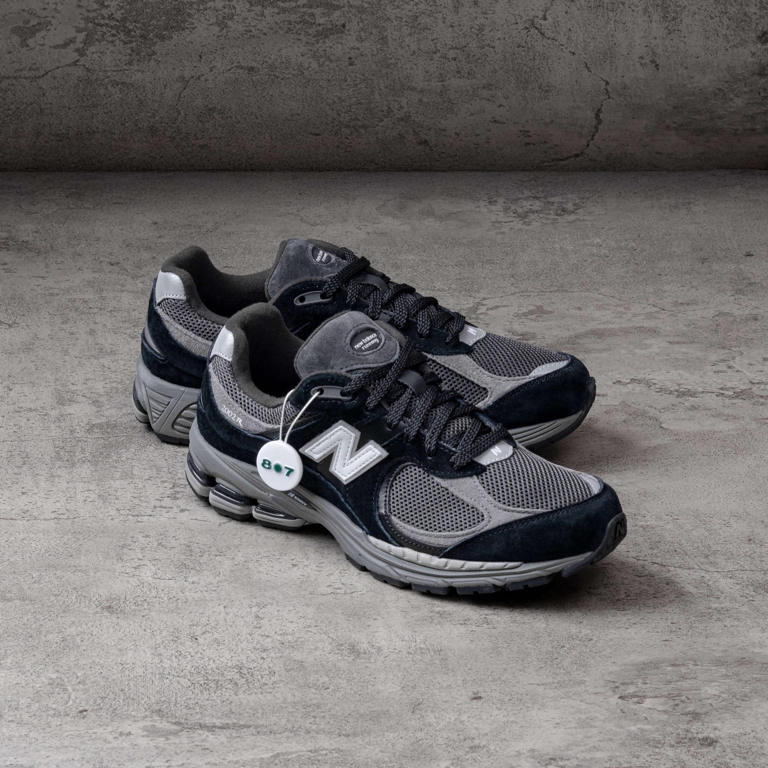 New Balance 2002R Black Dark Grey White 