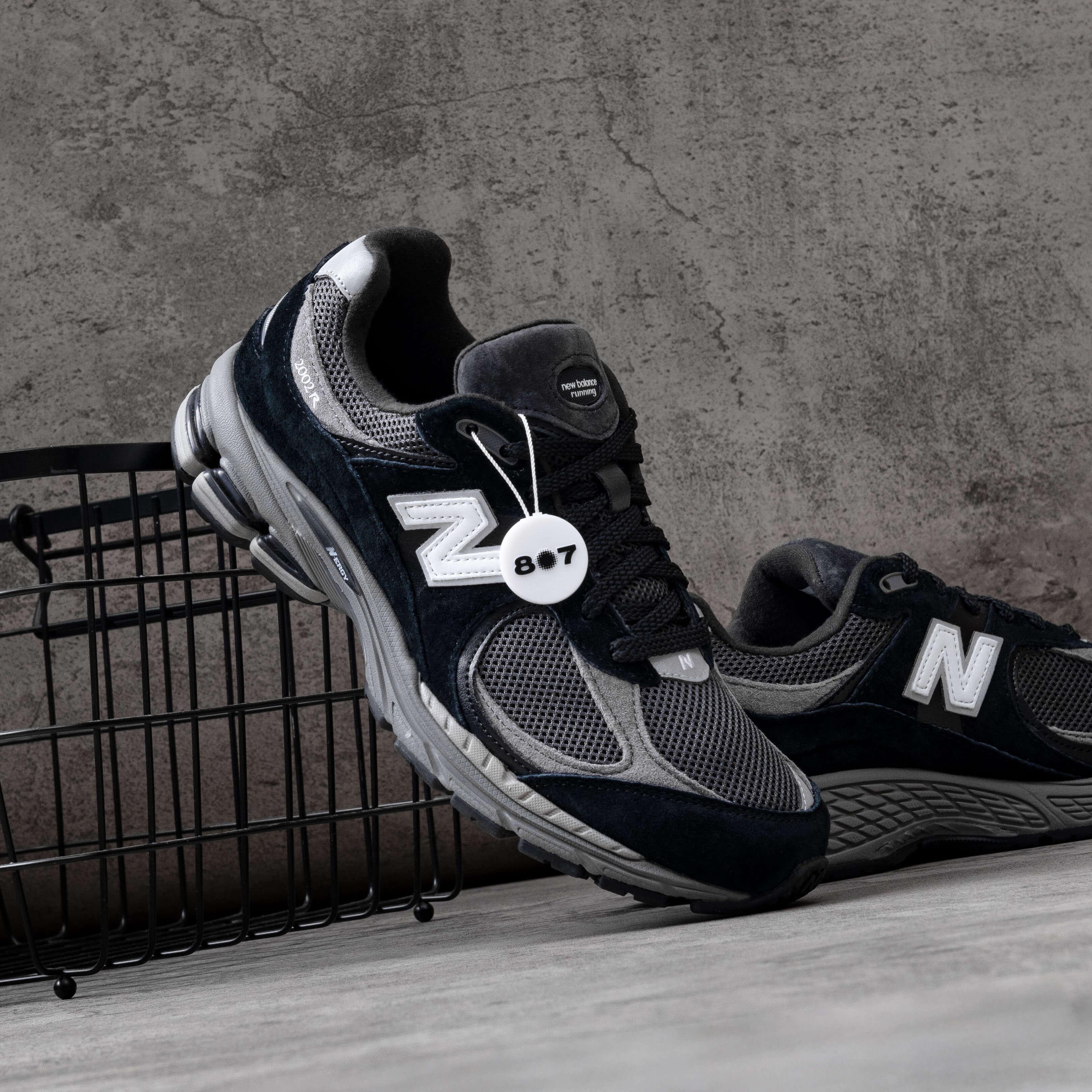 New Balance 2002R Black Dark Grey White 
