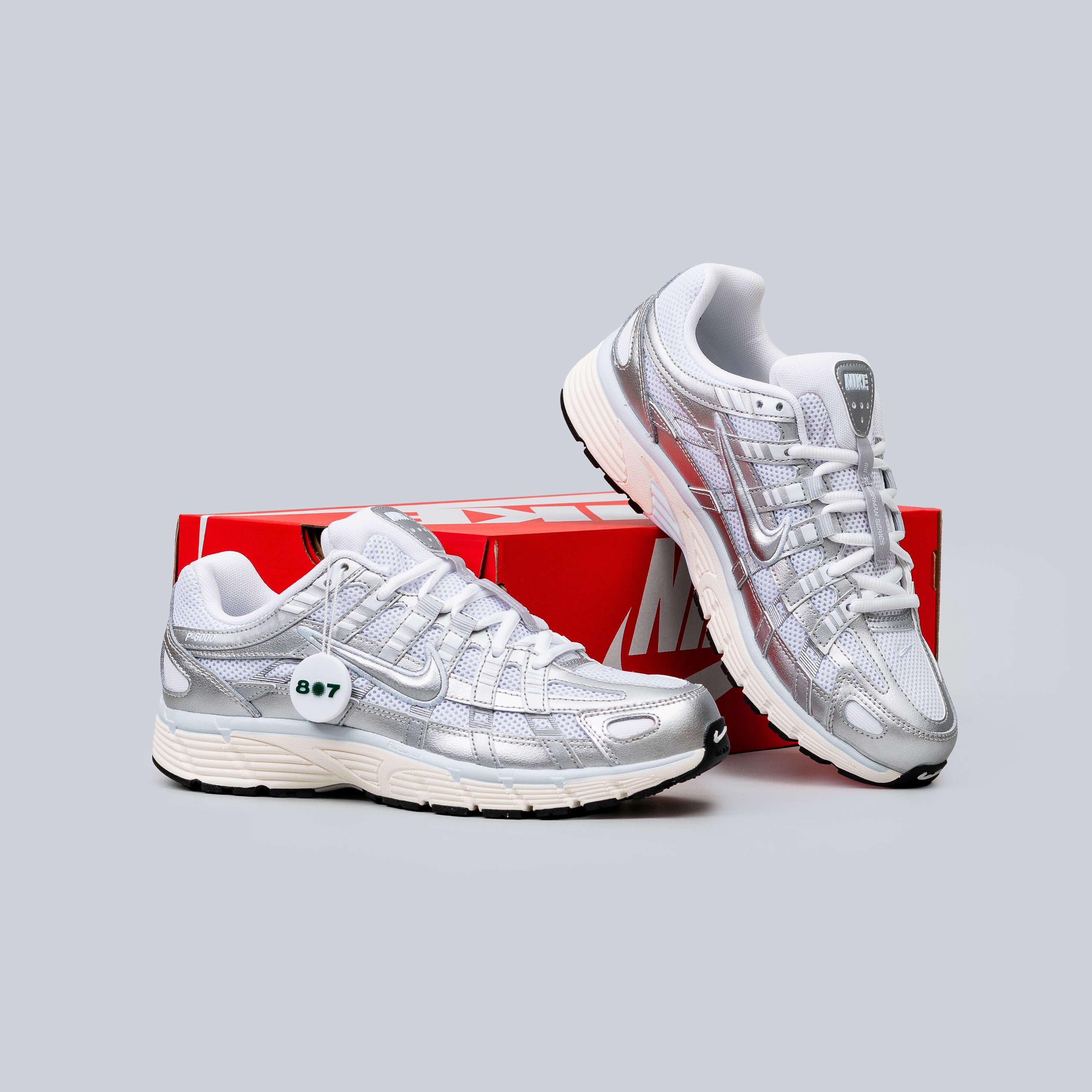 Nike P6000 White Blue Tint Sail Metallic SIlver