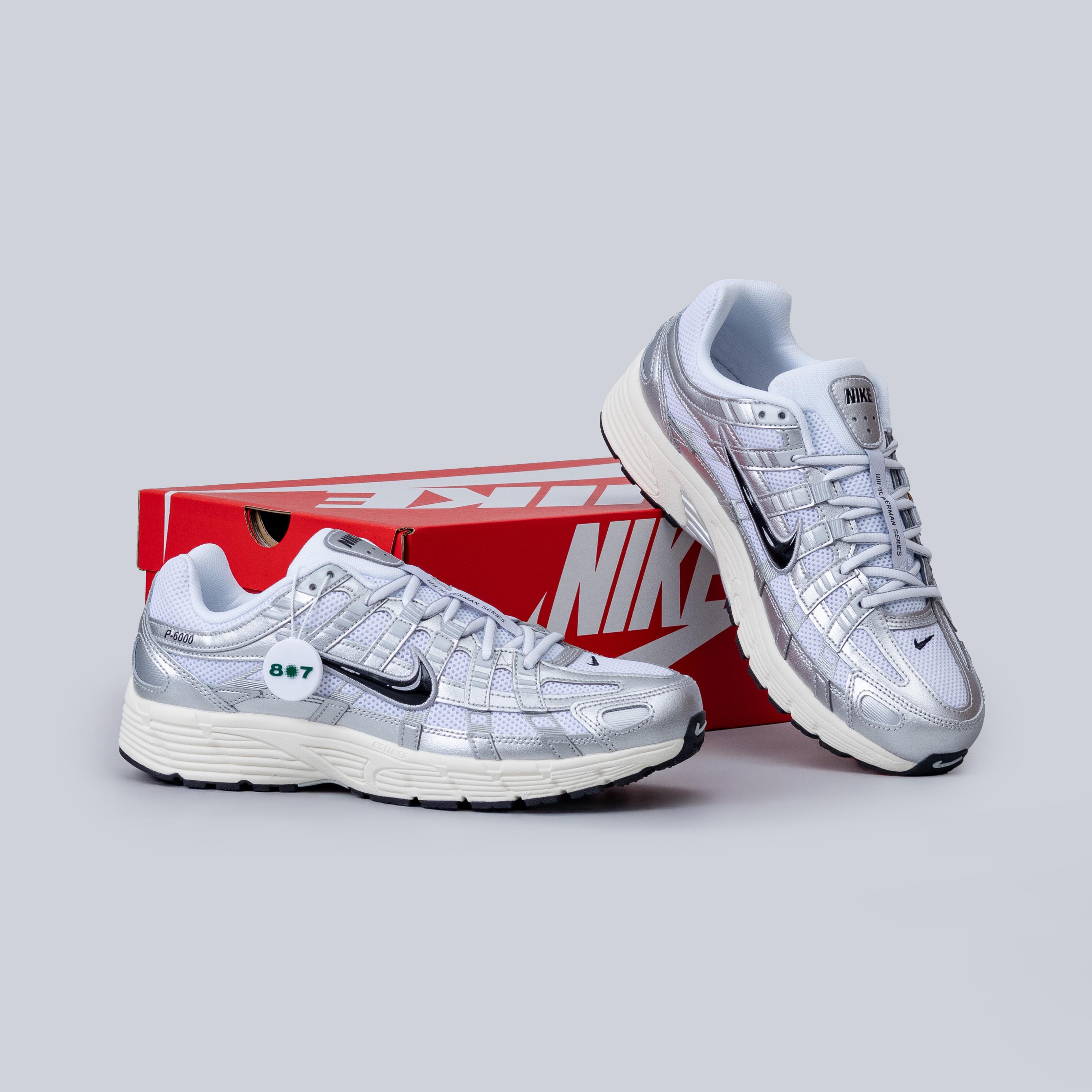 Nike P6000 White Metallic Silver Flat Silver Black 