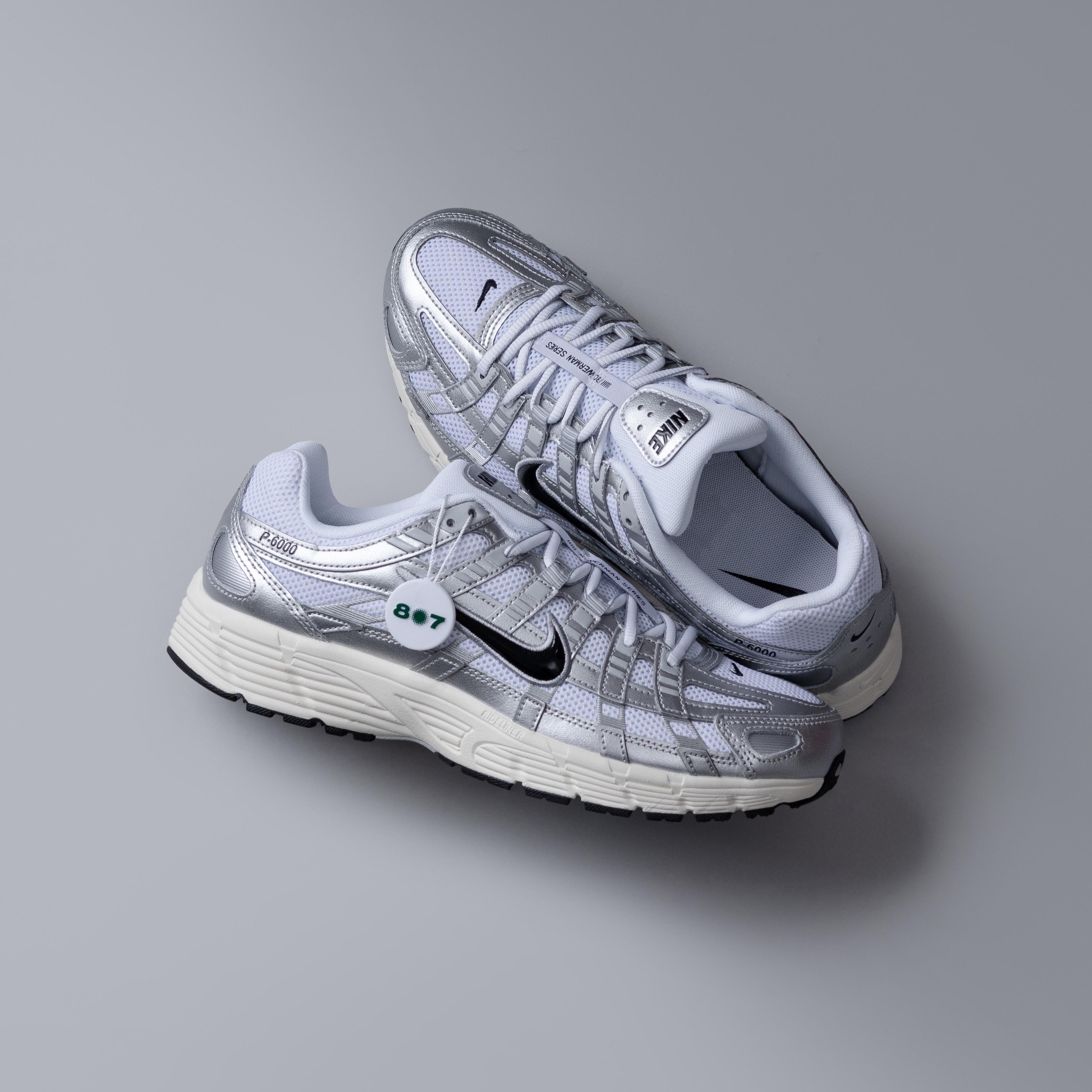 Nike P6000 White Metallic Silver Flat Silver Black 