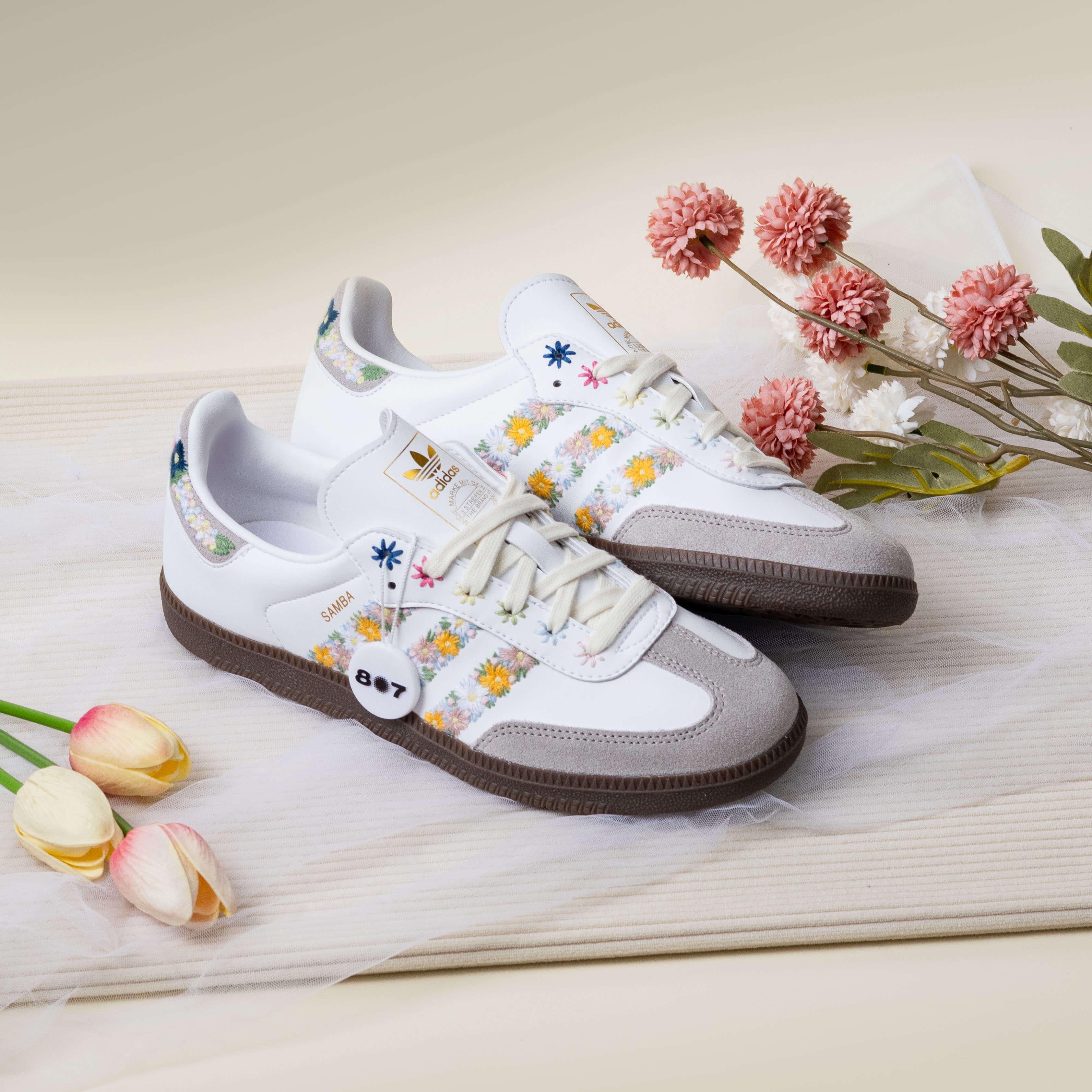 Adidas Samba OG Satin Floral Cloud White Clear Granite