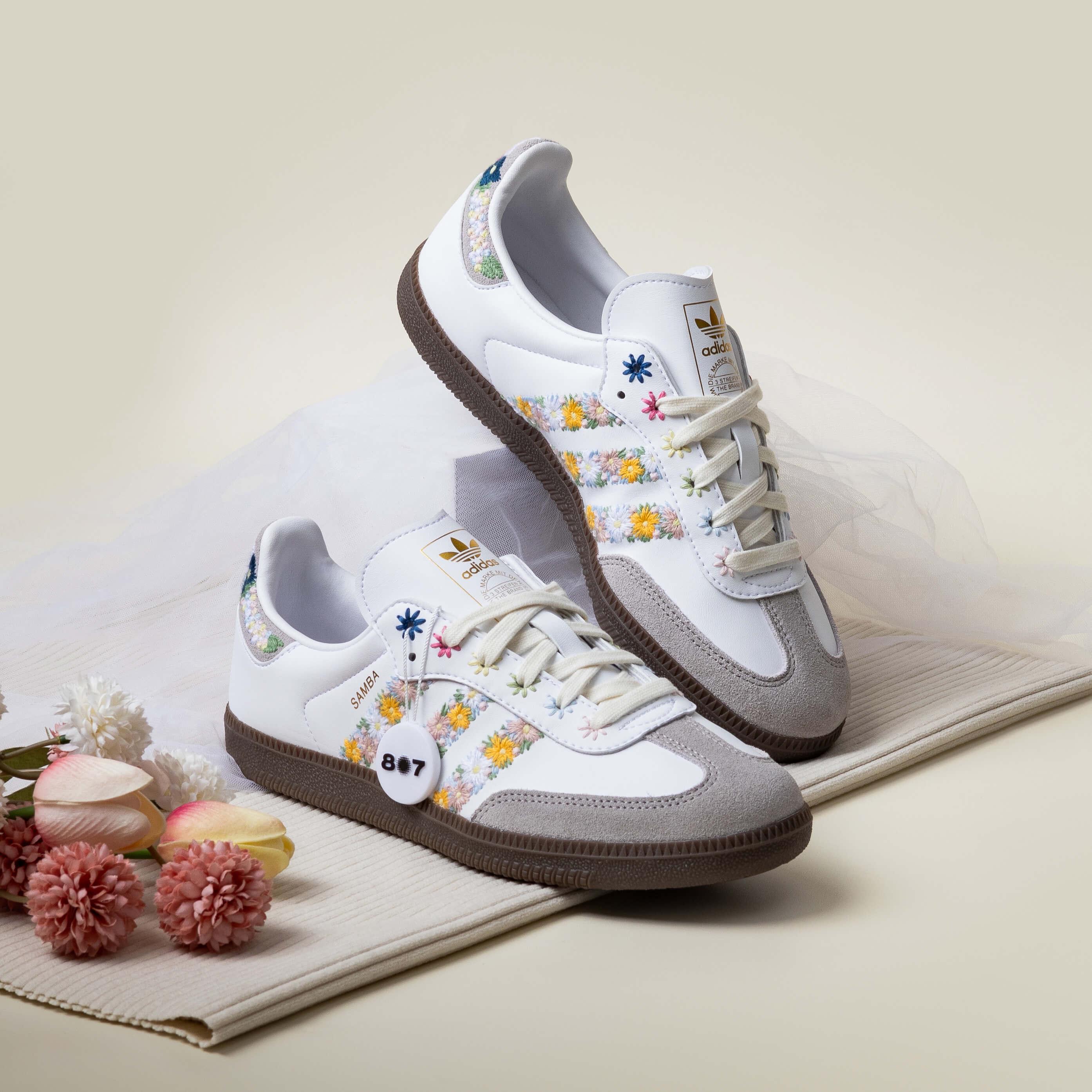 Adidas Samba OG Satin Floral Cloud White Clear Granite