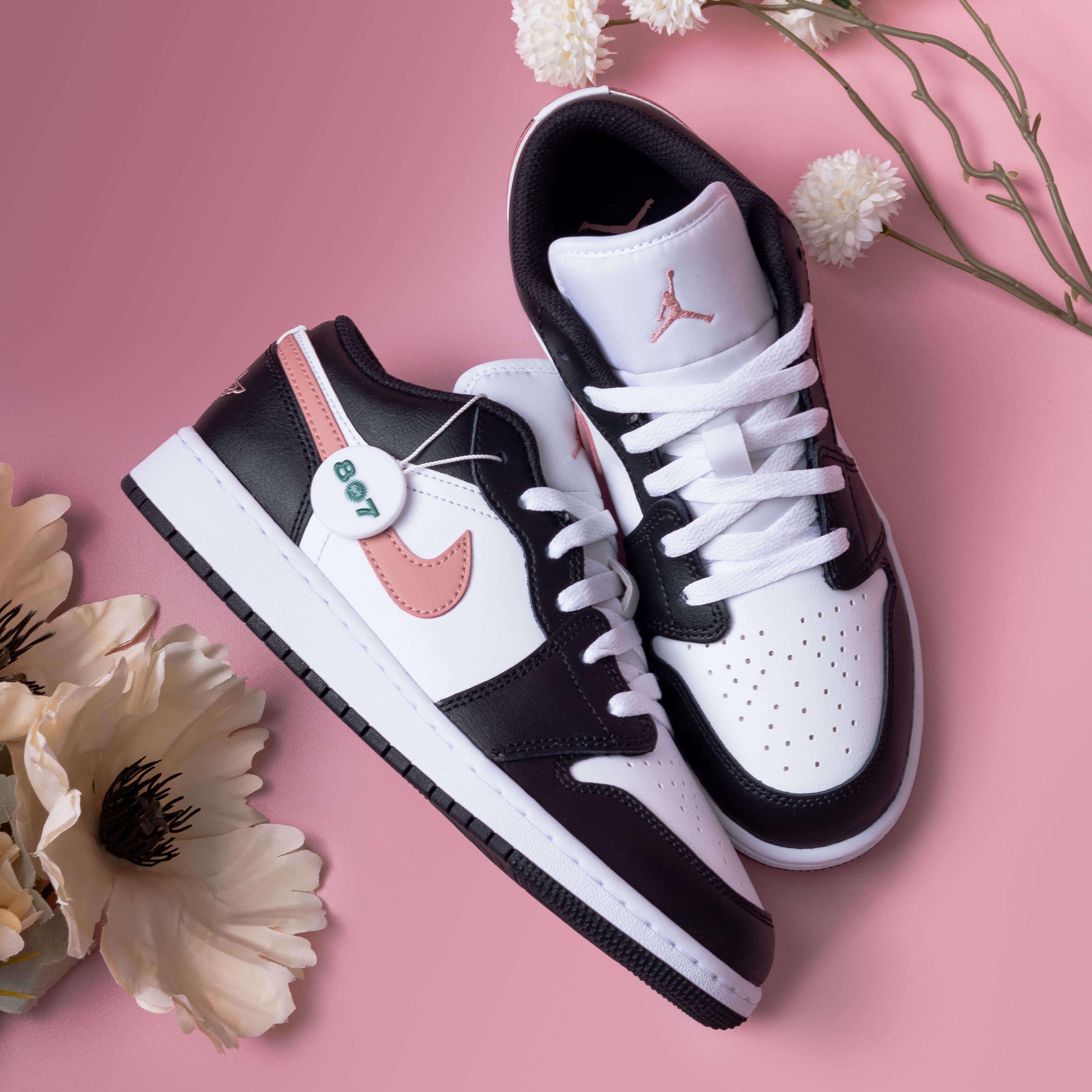 Air Jordan 1 Low White Black Rust Pink GS Women