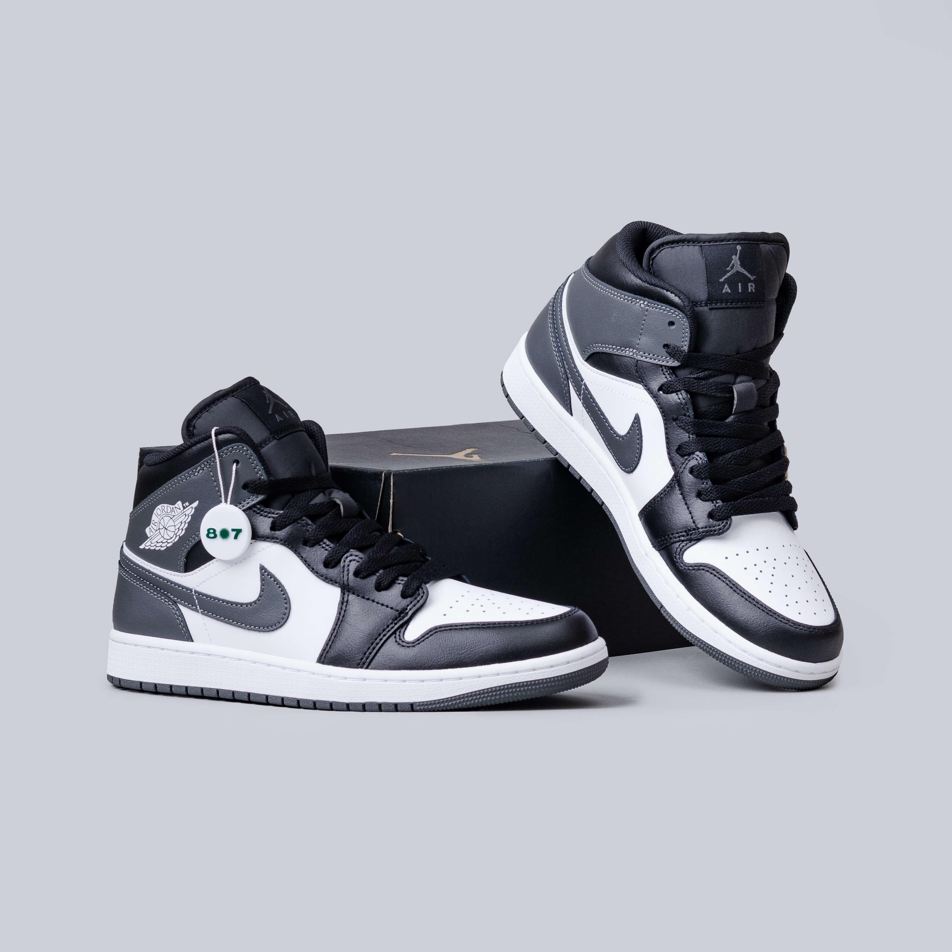 Air Jordan 1 Mid Black White Iron Grey
