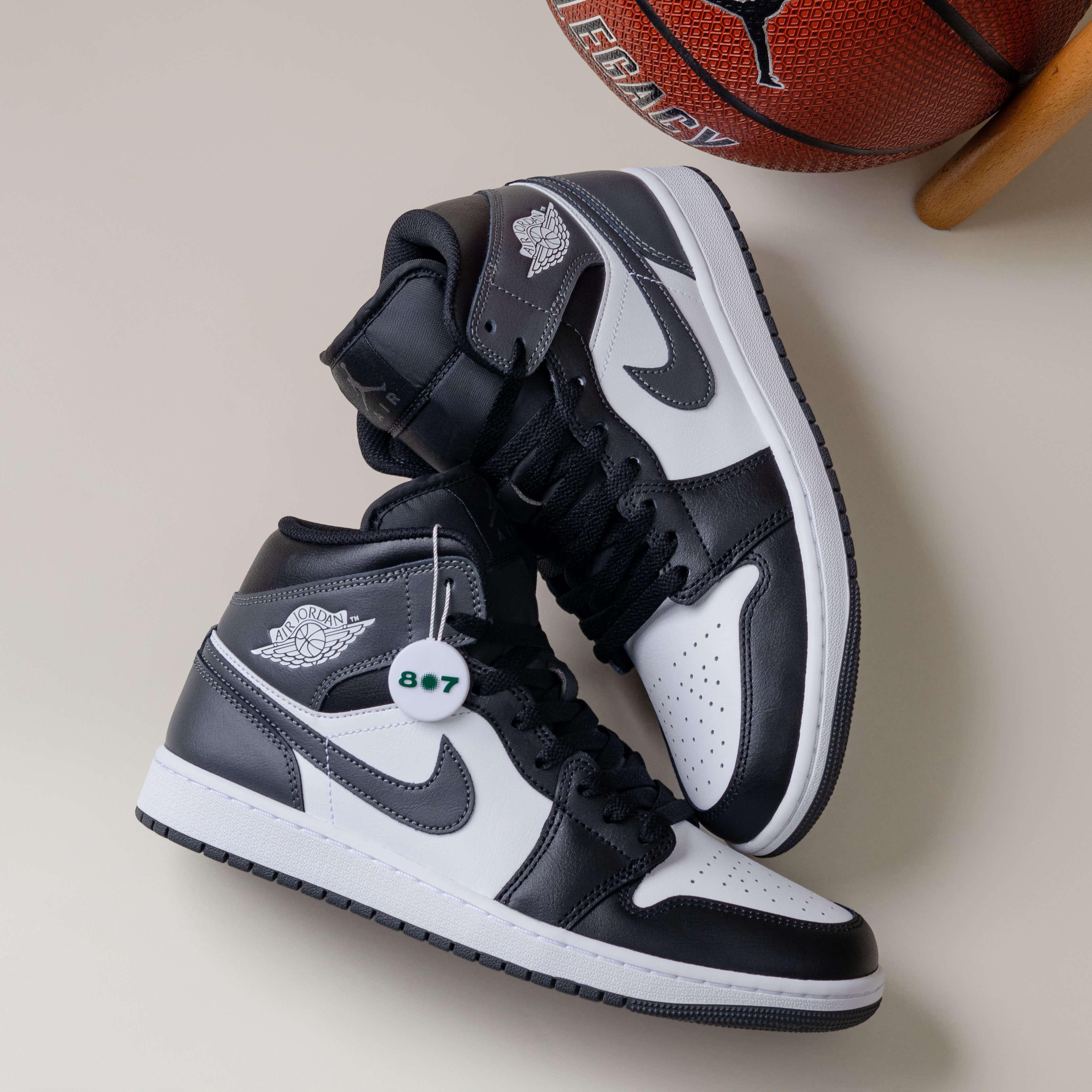 Air Jordan 1 Mid Black White Iron Grey