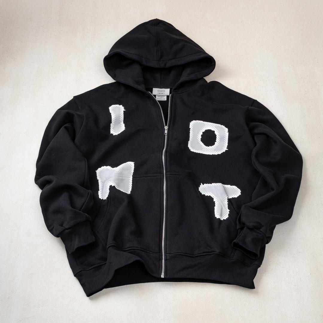 807 Identity Washed Zip Hood Big Logo Hoodie Black