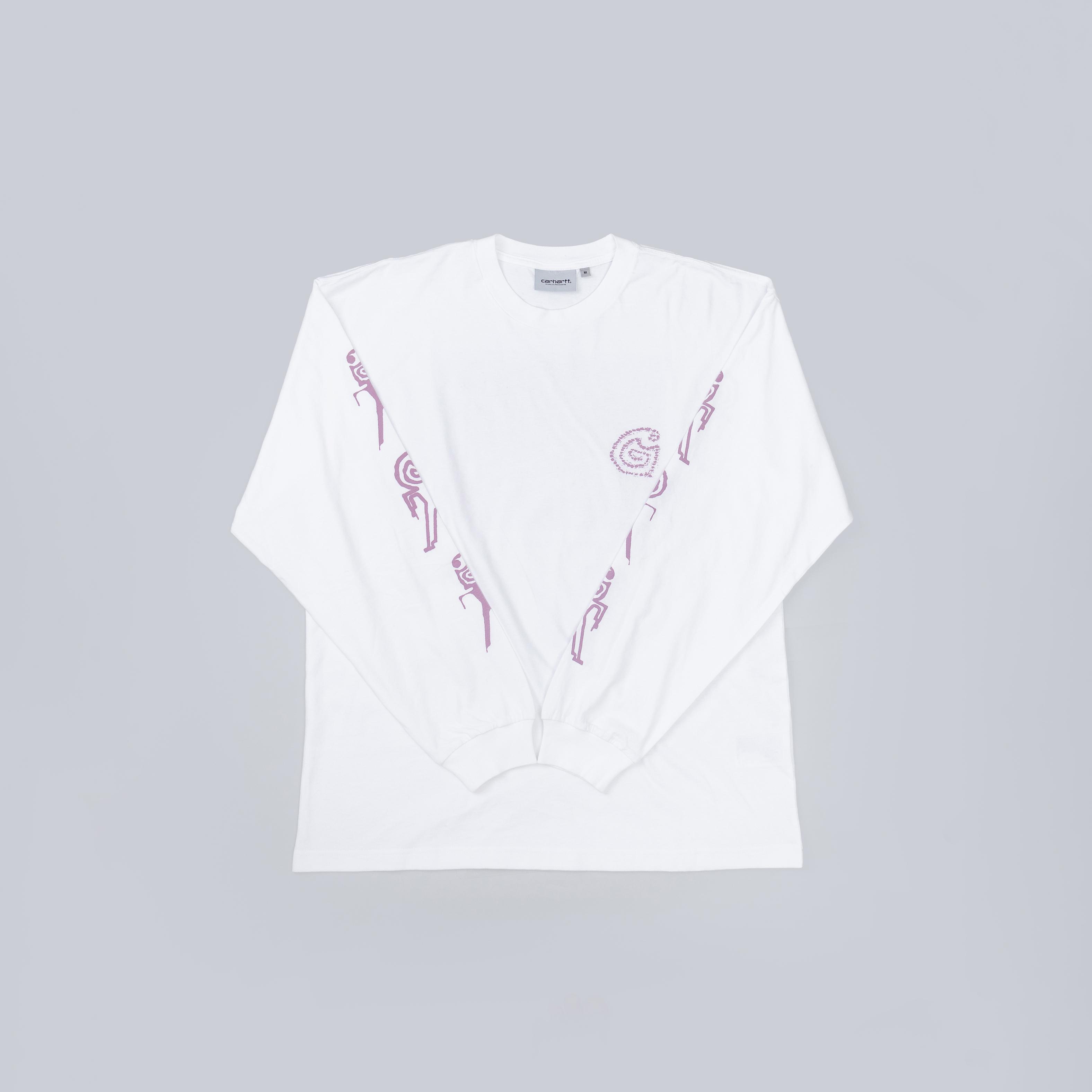 Carhartt Wip L/S Terrestrial T-Shirt White Pink 