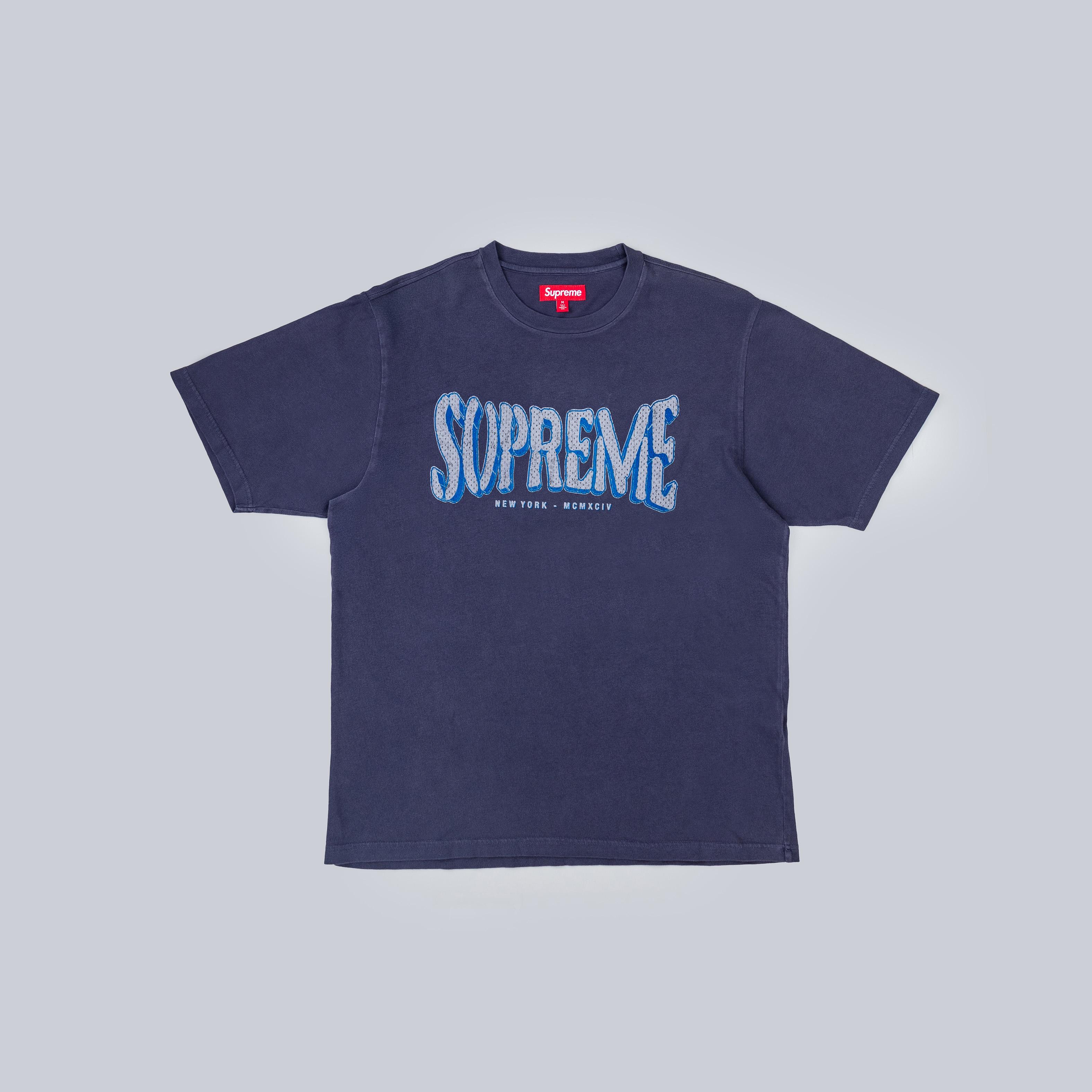 Sup Flocked Washed Tee Navy 