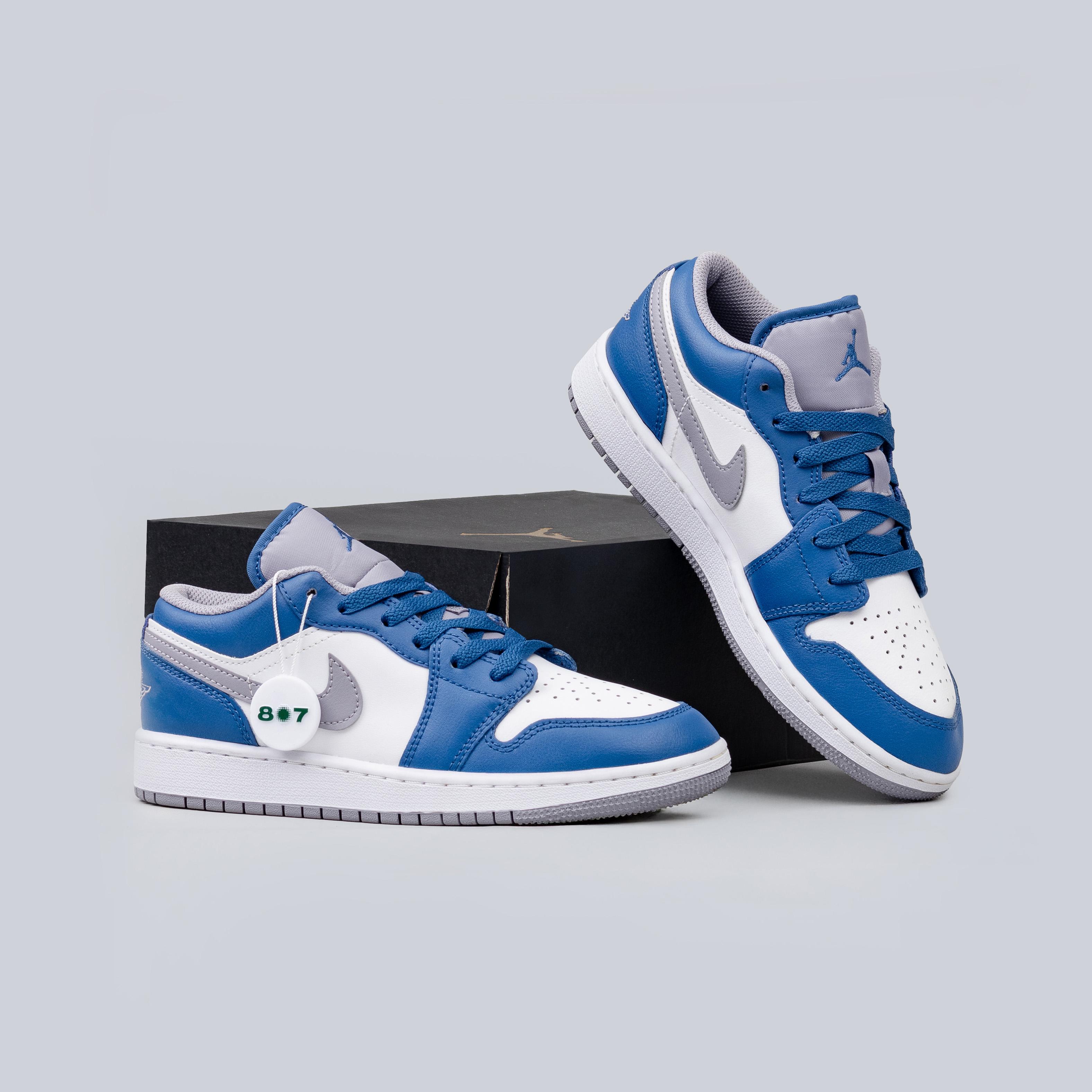Air Jordan 1 Low True Blue Cement GS Women