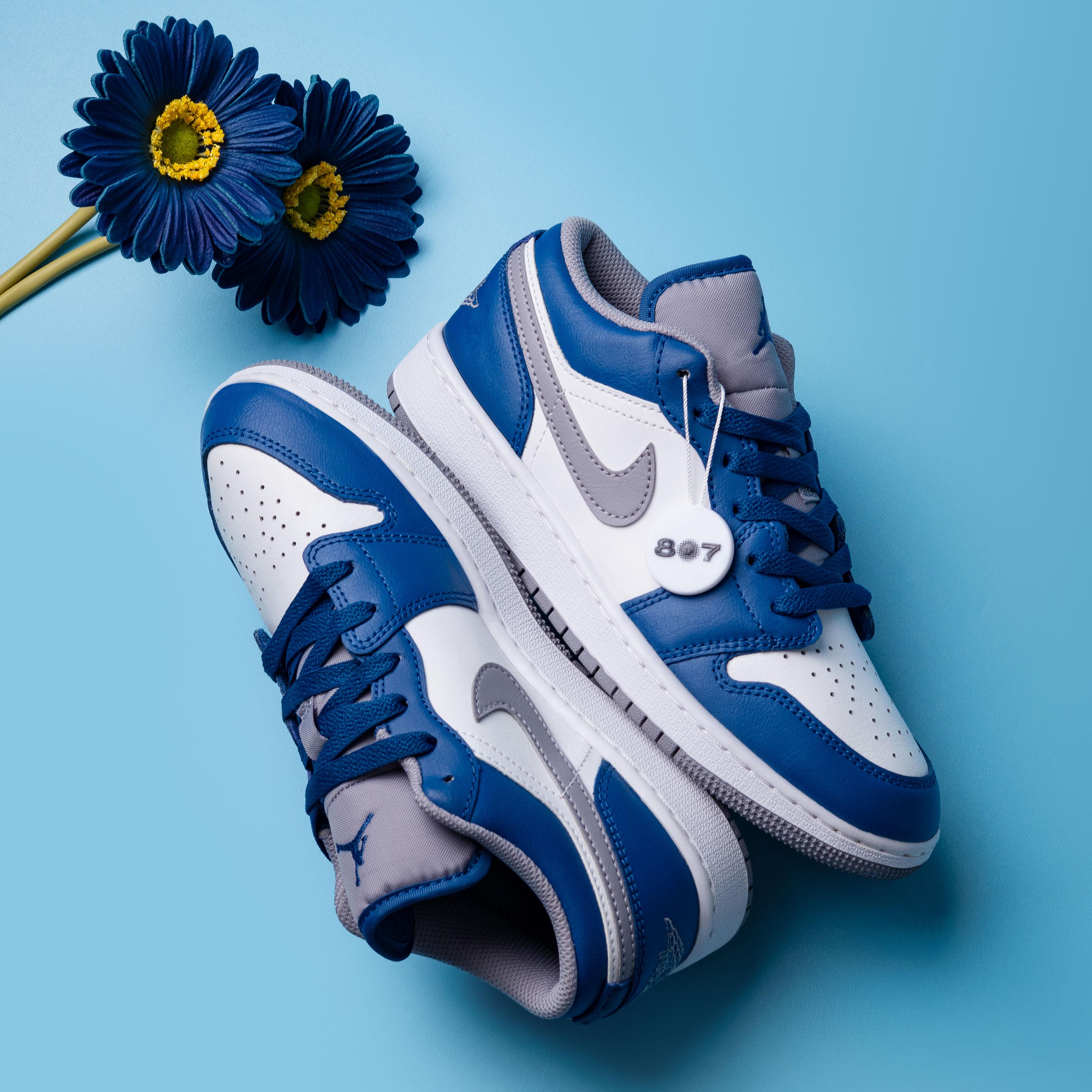 Air Jordan 1 Low True Blue Cement GS Women