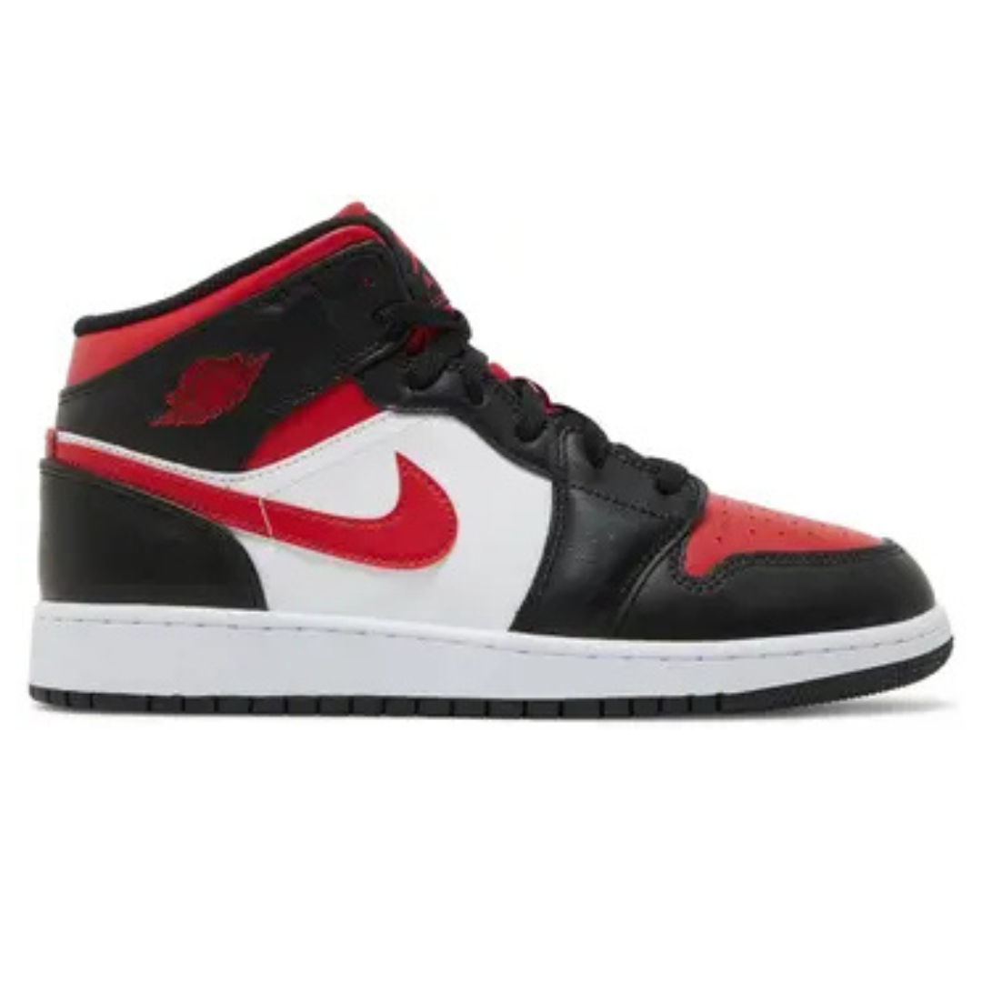 Air Jordan 1 Mid Black Fire Red GS Women