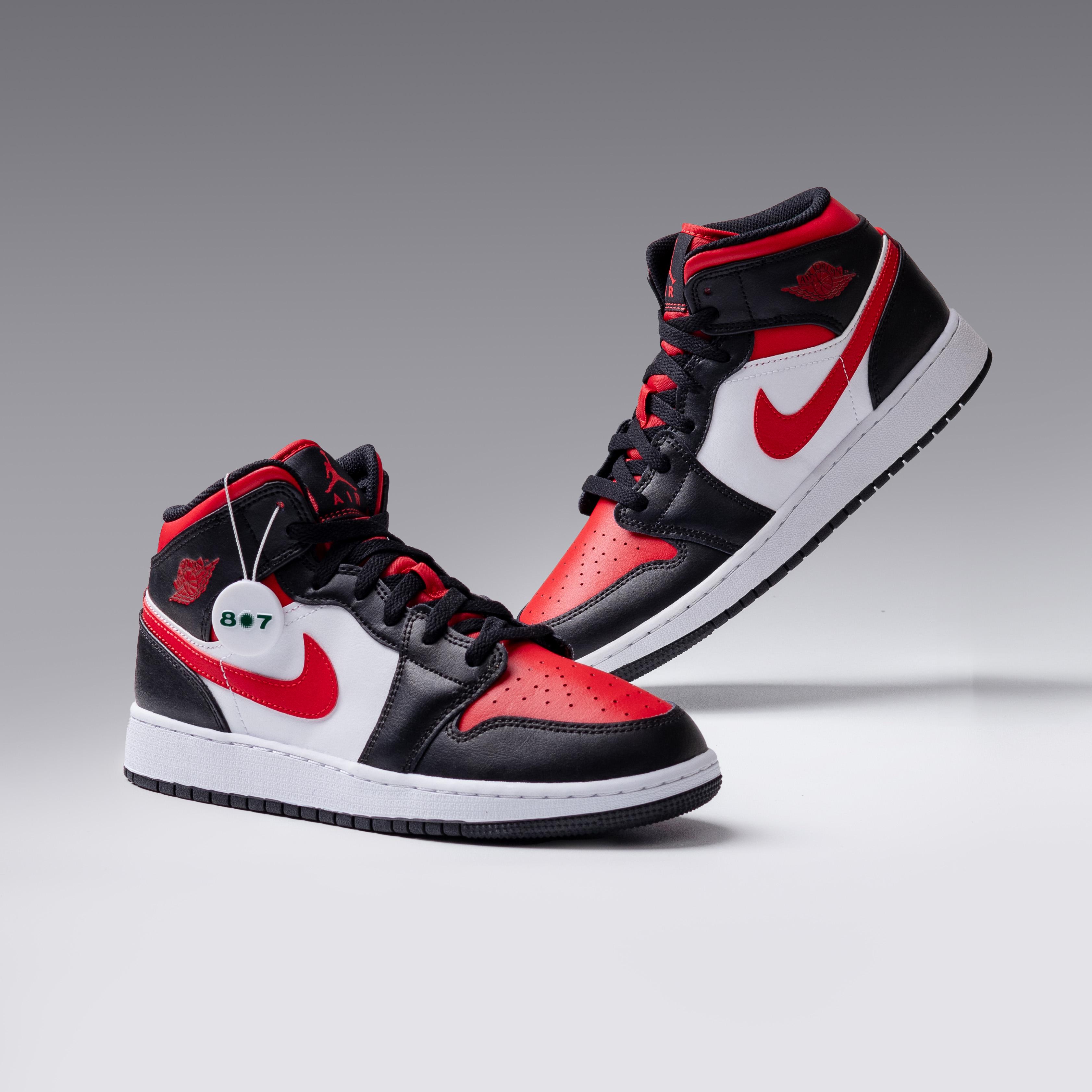 Air Jordan 1 Mid Black Fire Red GS Women