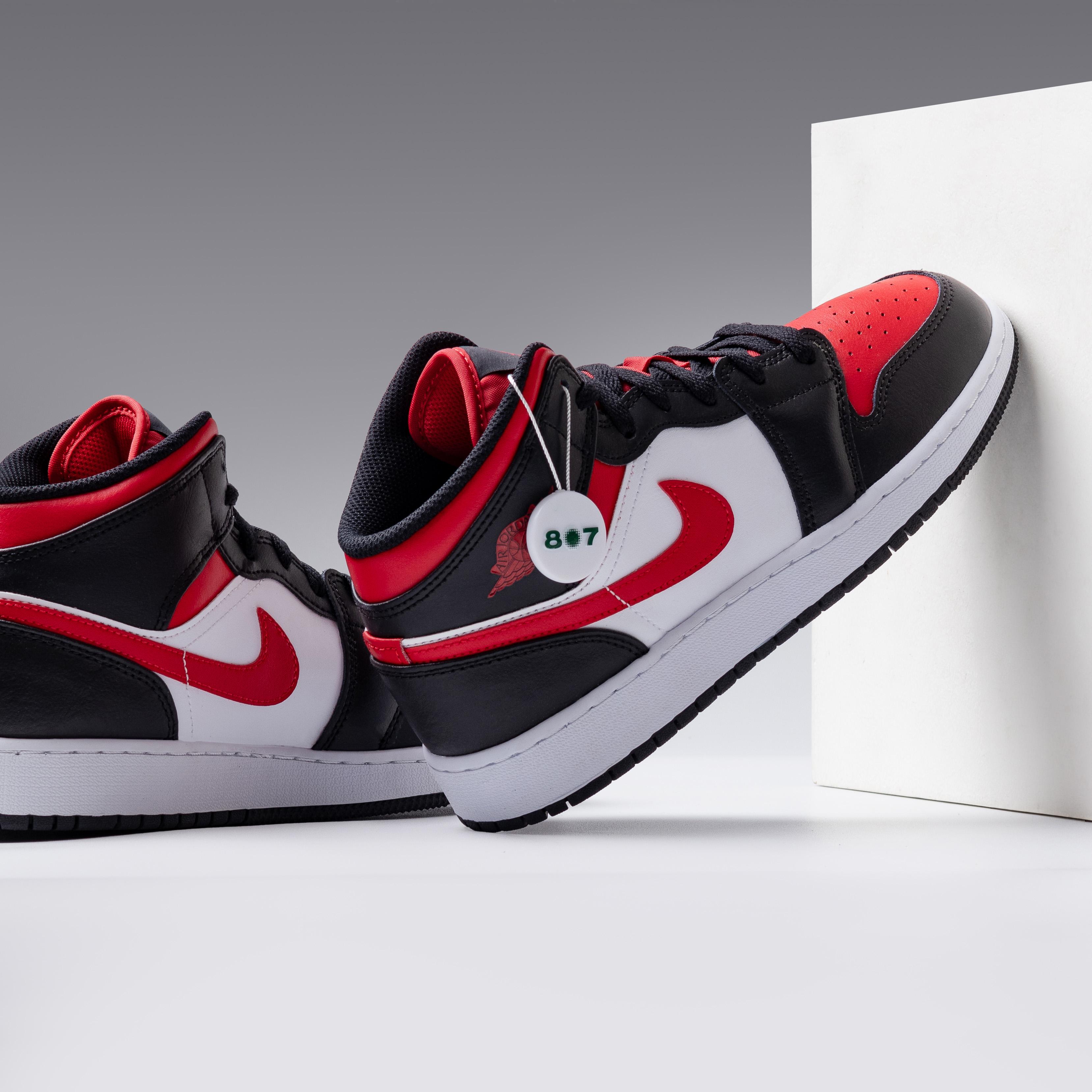 Air Jordan 1 Mid Black Fire Red GS Women