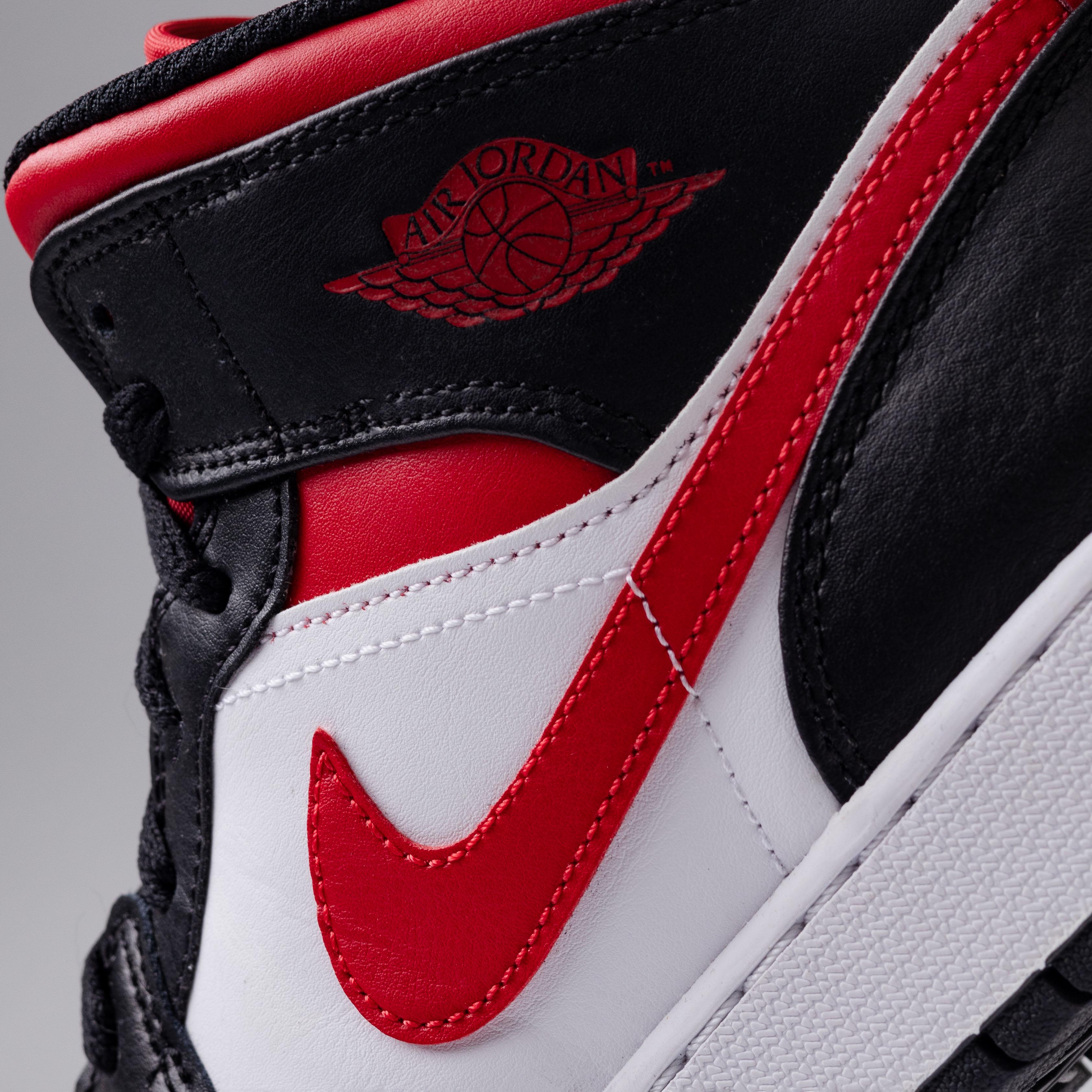 Air Jordan 1 Mid Black Fire Red GS Women