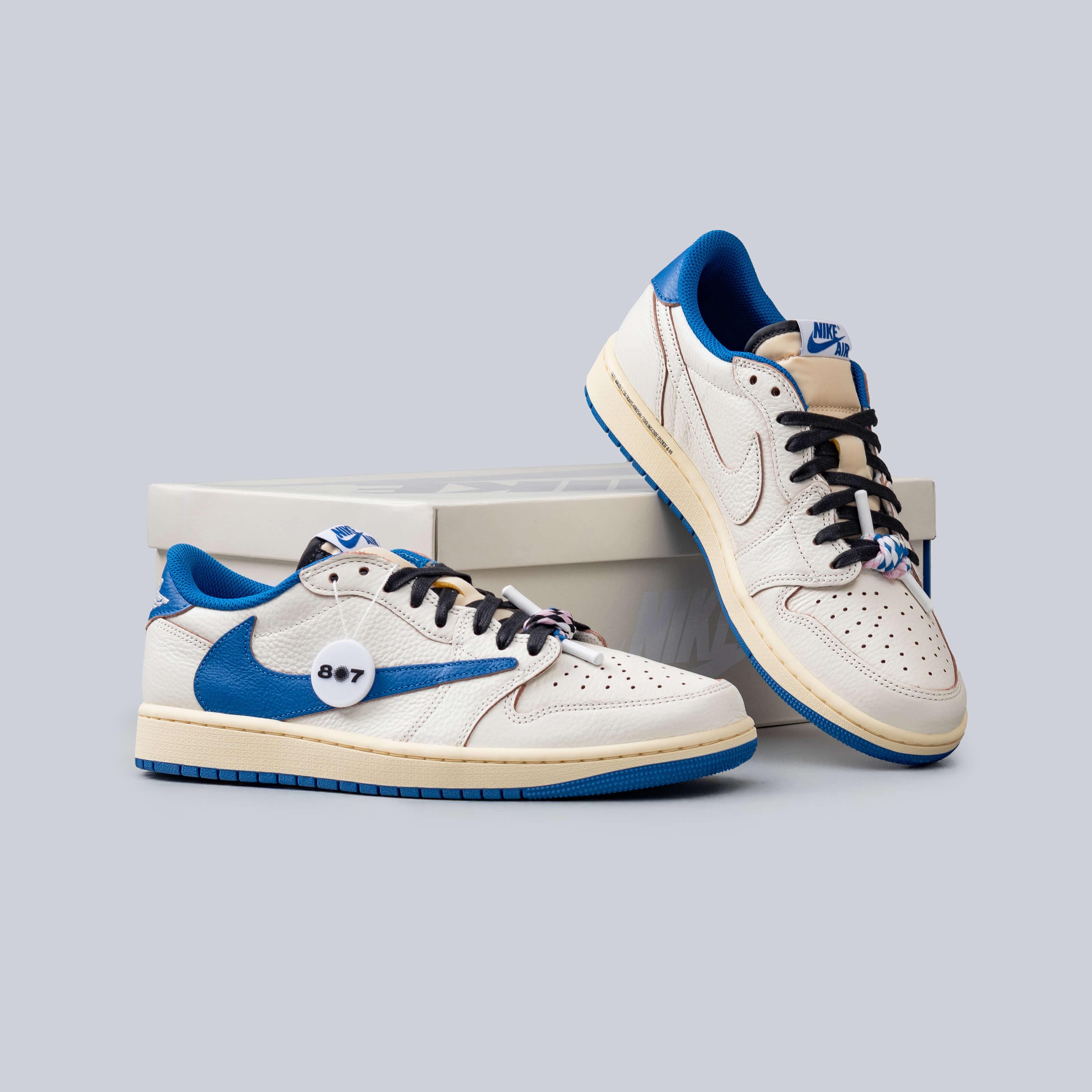 Air Jordan 1 Low OG Fragment Travis Scott Sail Military Blue