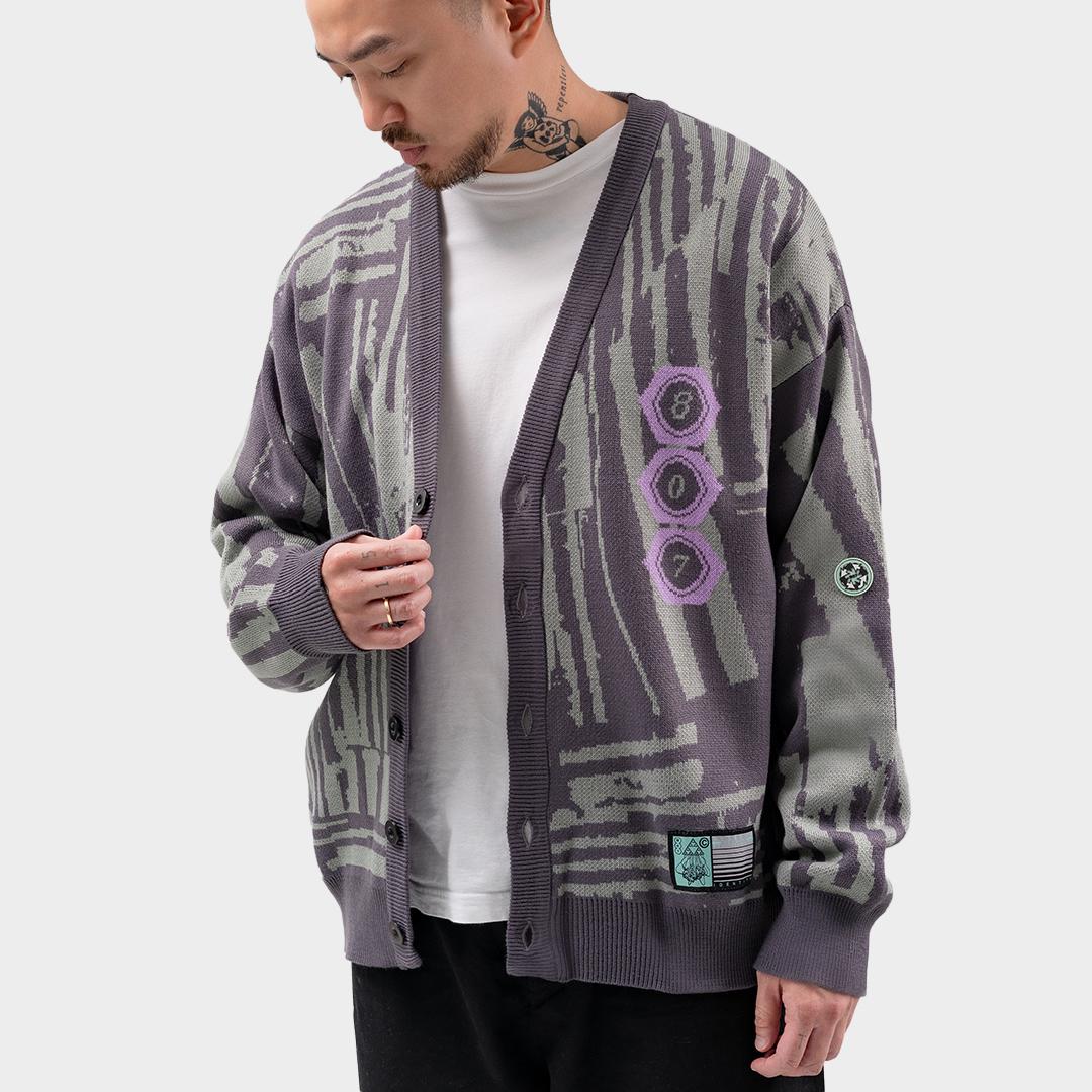 807 Identity Black Ripped Flag Knit Cardigan