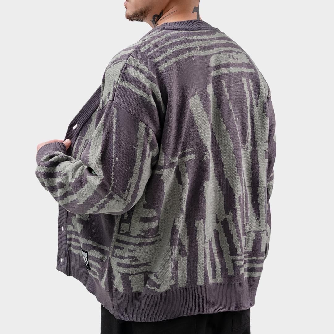 807 Identity Black Ripped Flag Knit Cardigan