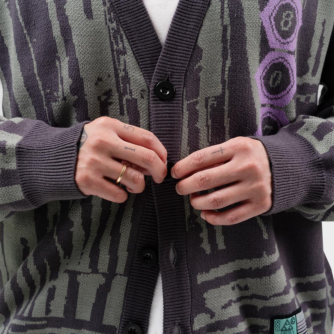 807 Identity Black Ripped Flag Knit Cardigan