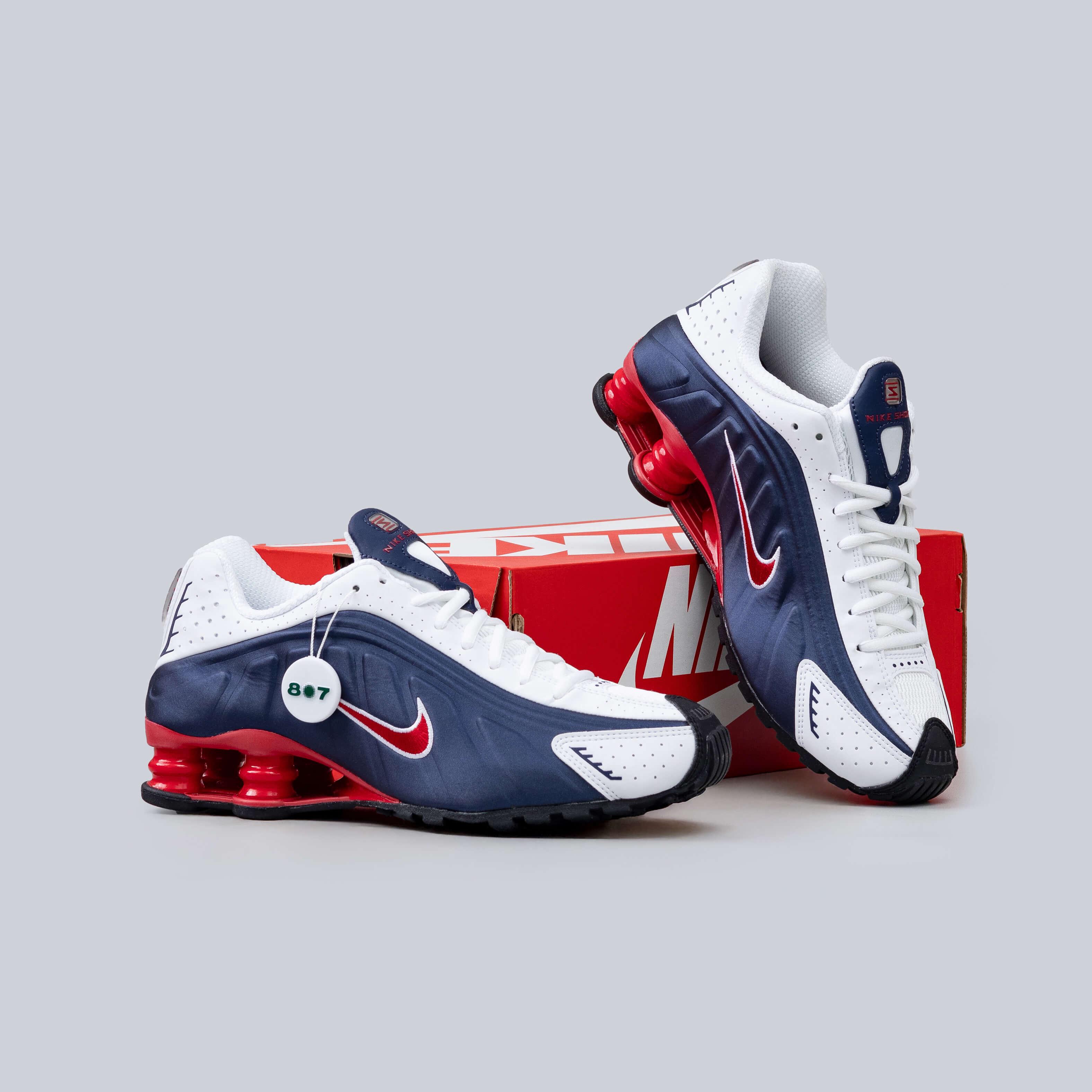 Nike Shox R4 USA Midnight Navy White Gym Red