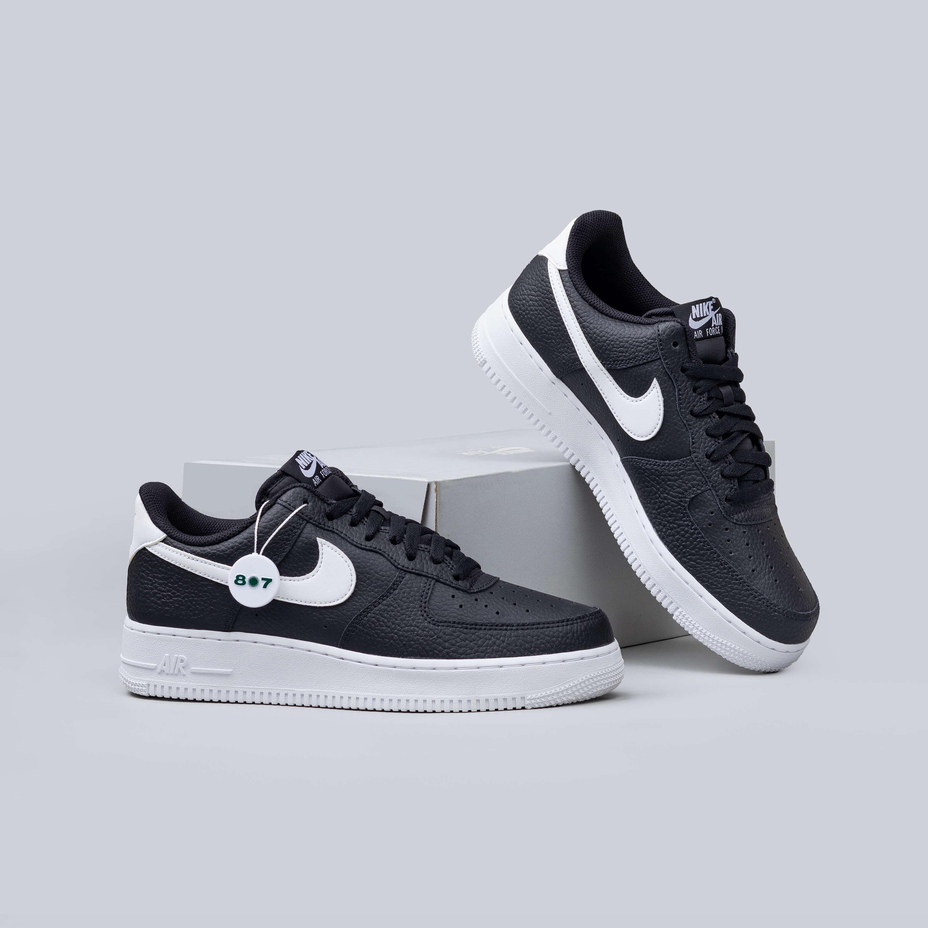 Nike Air Force 1 Low 07 Black White Pebbled Leather